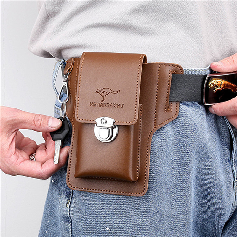 Leather Wallet Men - Tas sabuk ponsel untuk pria, tas