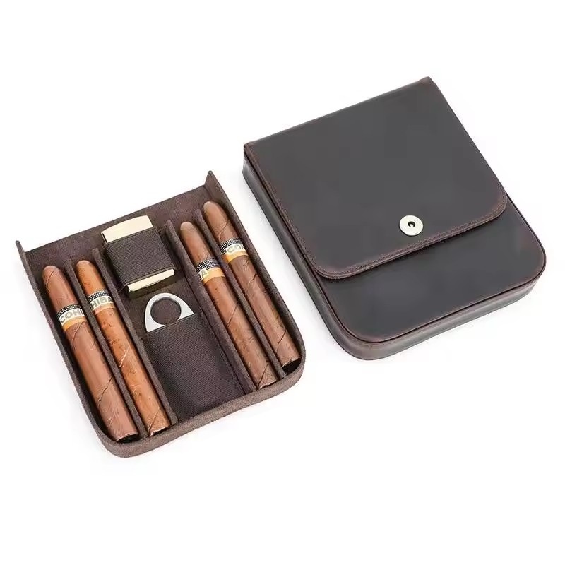 Premium Cigar Case - Kotak Humidor Portabel untuk Menyimpan Cerutu,