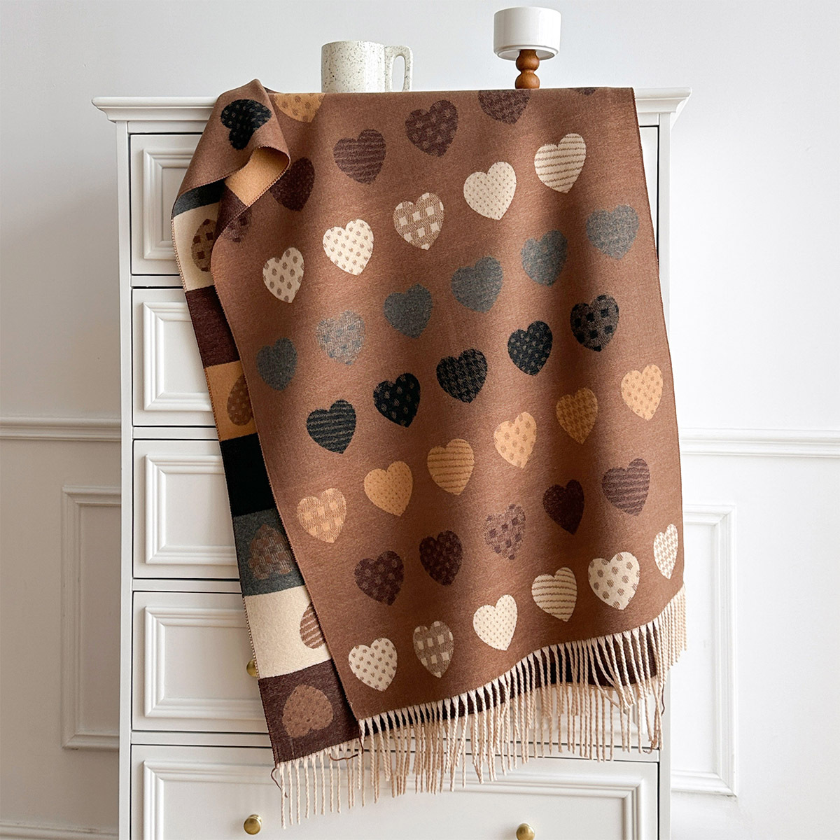 Cashmere Scarf - Syal Wanita Imitasi Kasmir Berumbai Tebal
