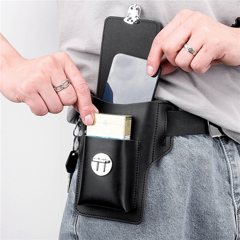 Leather Wallet Men - Sarung Ponsel Sabuk Pria, Tas Pinggang