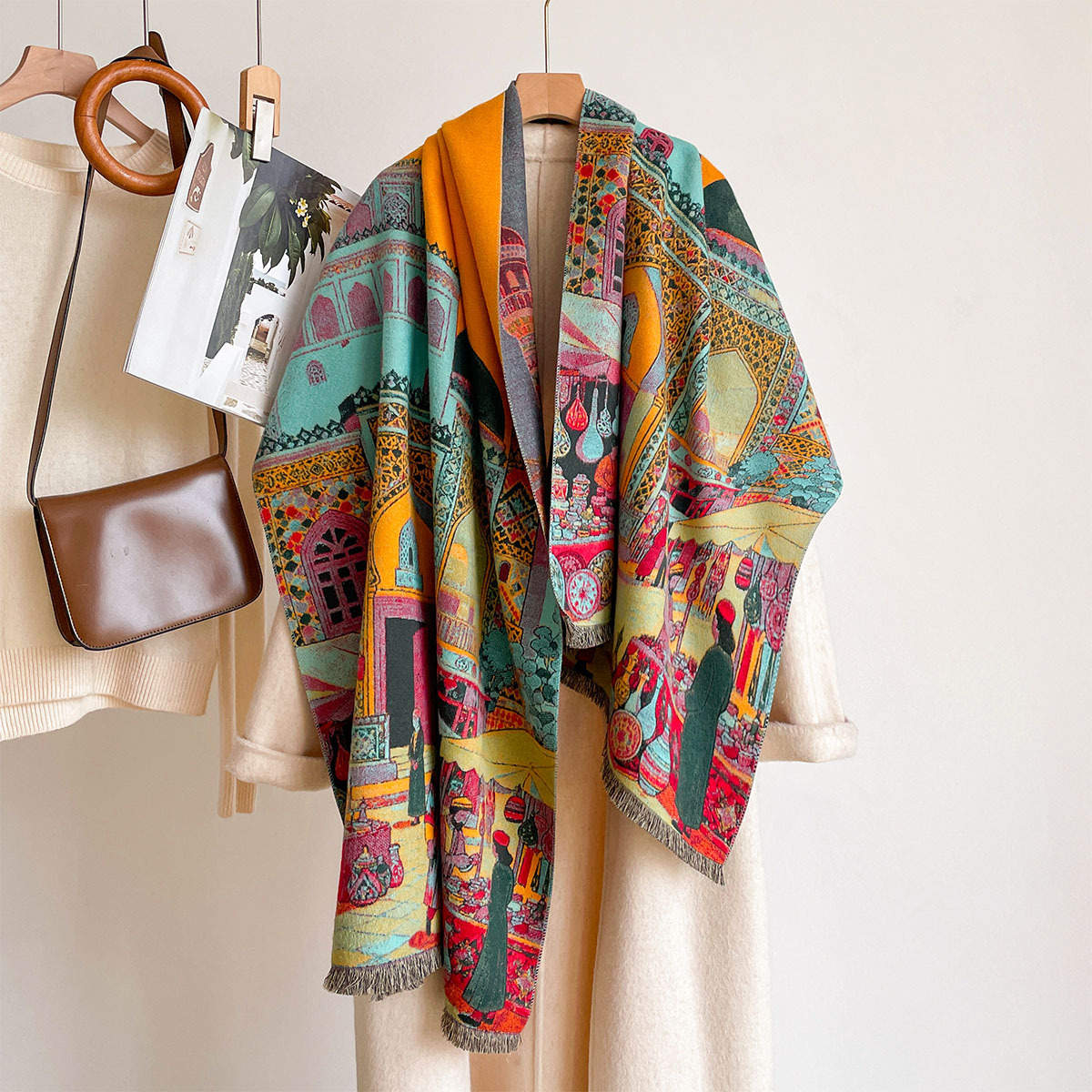 Cashmere Scarf - Syal Wanita Imitasi Kasmir, Kerudung Reversible,