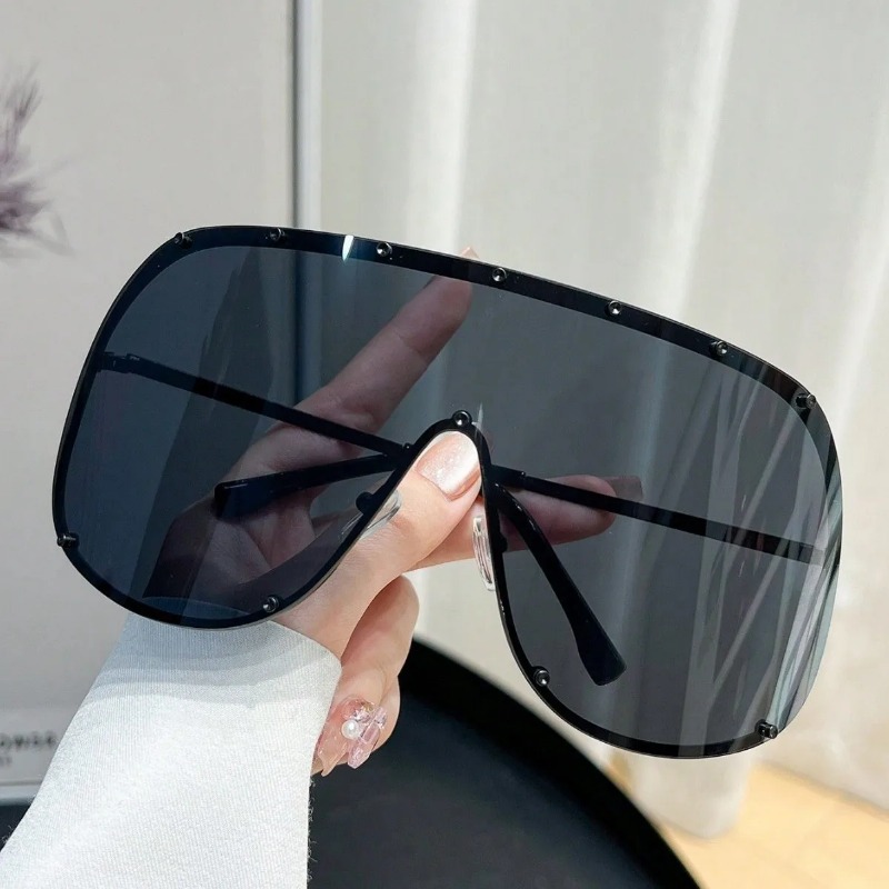 Sunglasses Uv400 - Kacamata Hitam Oval Oversized Terintegrasi Baru