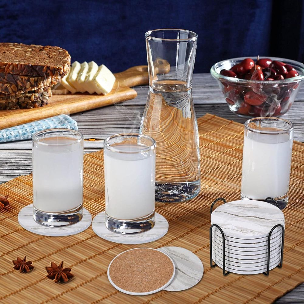 Set Tatakan Gelas Penyerap Air - Marble Coaster Set ulasan dan harga