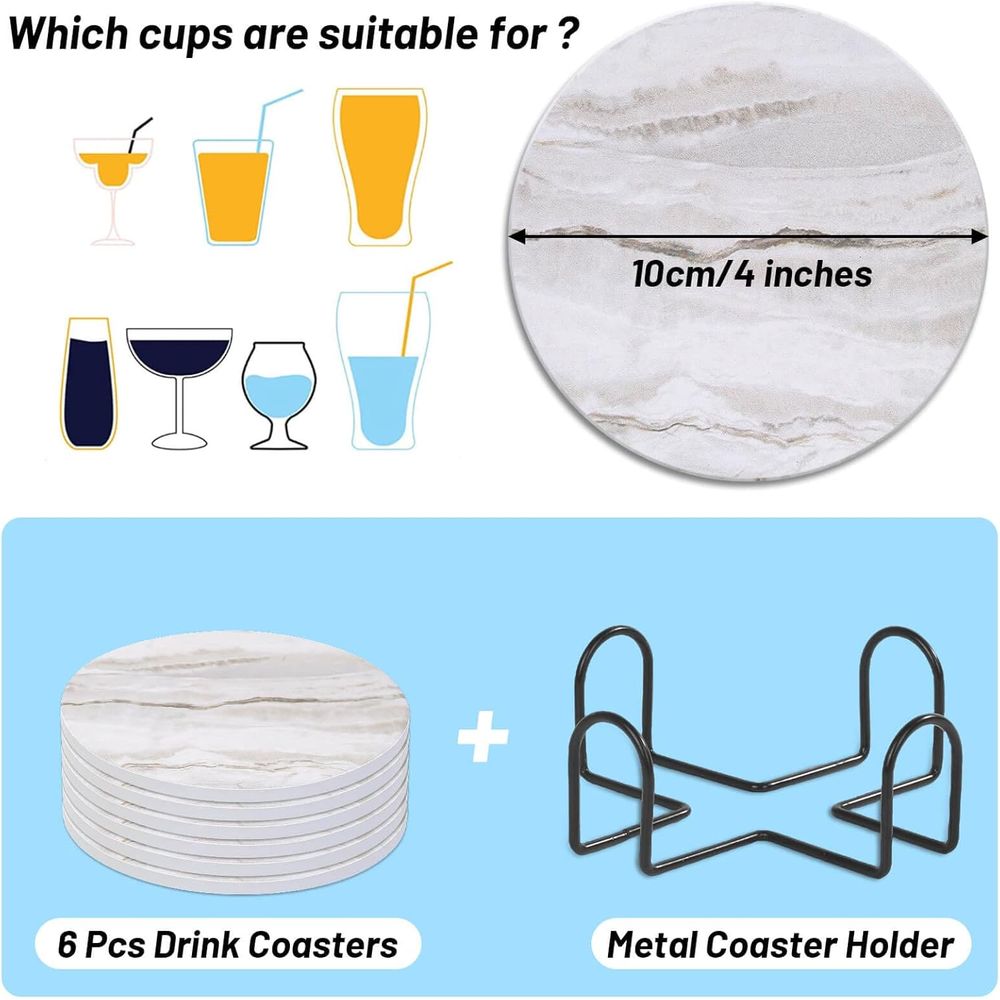 Set Tatakan Gelas Penyerap Air - Marble Coaster Set ulasan dan harga