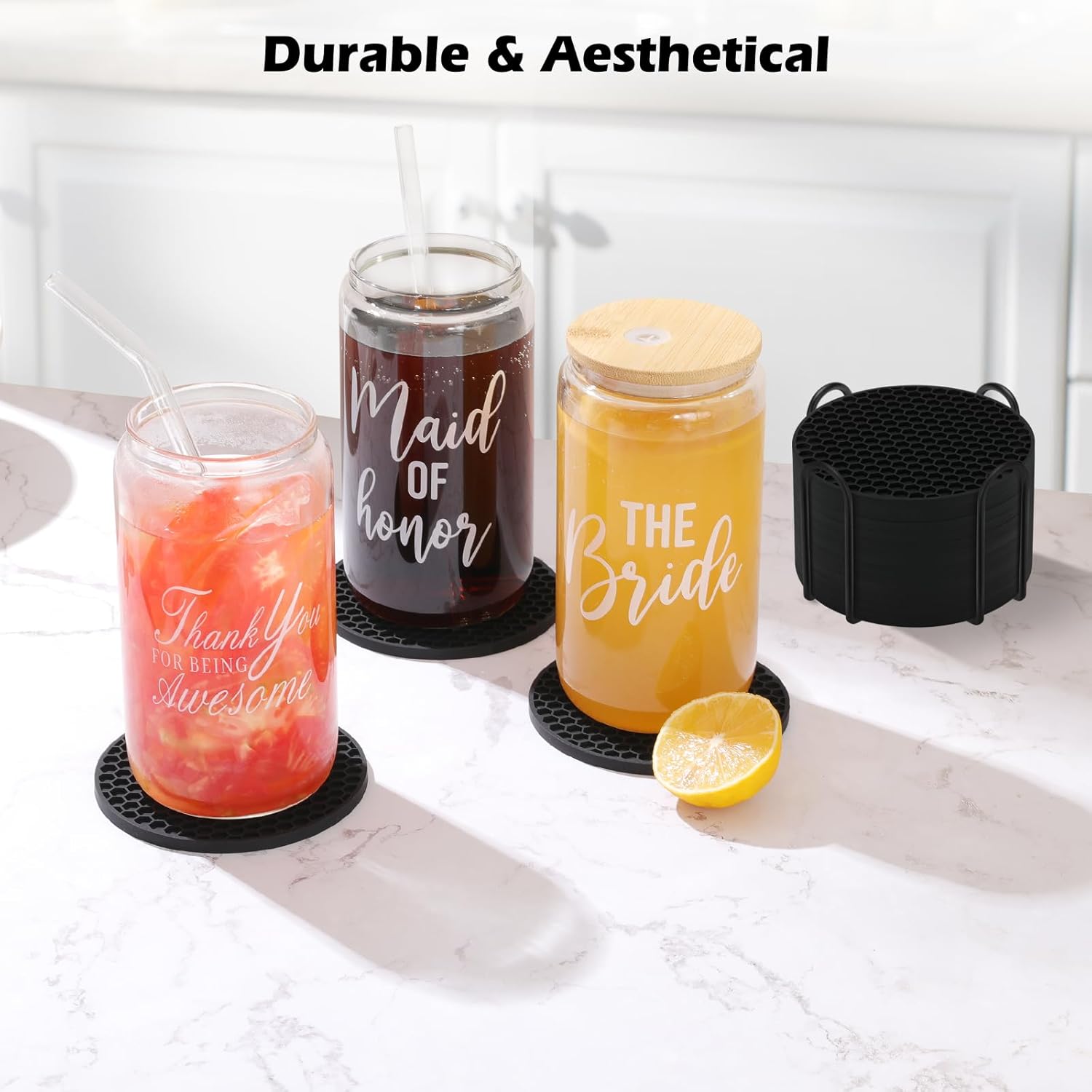 Set Tatakan Gelas Silikon deng - Marble Coaster Set ulasan dan harga