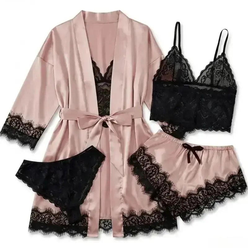 Set Piyama Satin 4 Potong untu - Luxury Gift Set ulasan dan harga